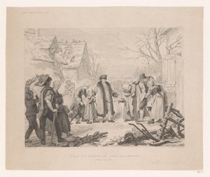 Louis XVI på besøk i et fattig nabolag Louis XVI distribution des secours aux pauvres (tittel på objekt) av Auguste Thomas Marie Blanchard