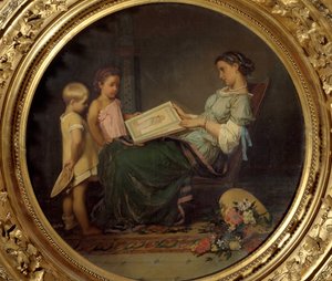 Lesetimen Maleri av Auguste Toulmouche (1829-1890) 1854 Paris, Musée d