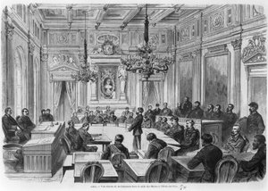 Medlemmer av kommunen i møte på Hotel de Ville, Salle des Maires, Paris, 1871