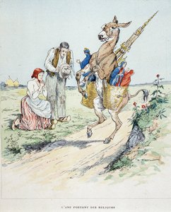 Eselet som bærer relikvier i "" Fables de La Fontaine, ill. av Auguste Vimar (1851-1916), Tours, at A, Mame & Fils