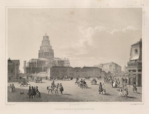 Byggearbeid i 1838 Fra: The Construction of the Saint Isaacs Cathedral, 1845