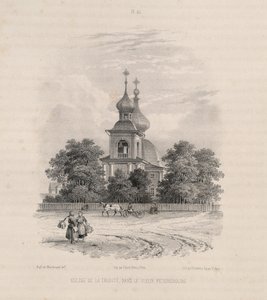 Treenighetskirken i St. Petersburg Fra: Byggingen av Saint Isaacs-katedralen, 1845 av Auguste de Montferrand