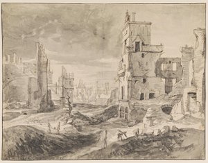 Brussel etter bombardementet i 1695 av Augustin Coppens