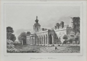 Utsikt over det gotiske galleriet i Wilanów-palasset, 1840 av Augustin François Lemaiand#770tre