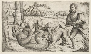 En bjørnejakt av Augustin Hirschvogel