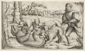 En bjørnejakt, 1569. av Augustin Hirschvogel