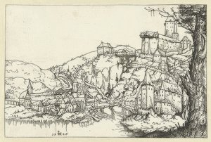 Utsikt over Passau. 1546 av Augustin Hirschvogel