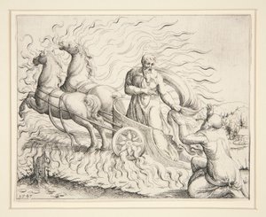 Elias i den brennende vognen av Augustin Hirschvogel