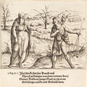 Jesse sender David til sine brødre og Saul, 1548. av Augustin Hirschvogel