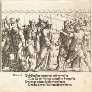 Jesus blir ført til Kaifas, 1549. av Augustin Hirschvogel