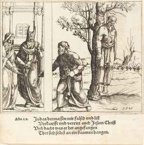 Judas returnerer de tretti sølvstykkene, 1548. av Augustin Hirschvogel