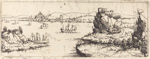 Landskap med seilbåter [bunnplate]