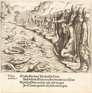 Moses lukker Rødehavet, 1548. av Augustin Hirschvogel