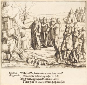 Moses slår klippen av Augustin Hirschvogel