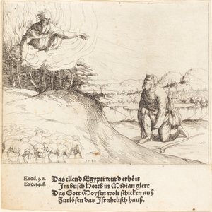 Moses og den brennende busken av Augustin Hirschvogel