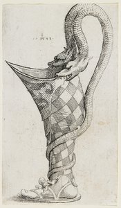 Ornamental benformet fartøy, 1543 av Augustin Hirschvogel