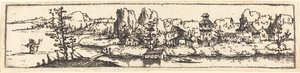 Elvelandskap med Saint Christopher av Augustin Hirschvogel