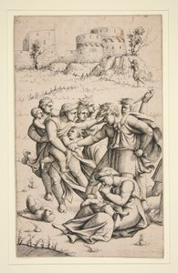 The Massacre of the Innocents (midtark fra serie med 3 ark) av Augustin Hirschvogel