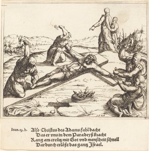 The Nailing to the Cross, 1548. av Augustin Hirschvogel