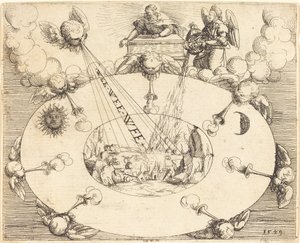 Åpningen av det syvende seglet, 1549. av Augustin Hirschvogel