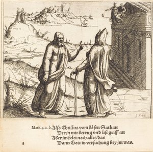 Kristi fristelse, 1548. av Augustin Hirschvogel