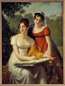 Portrett av damene Duval. Maleri av Jacques Augustin Catherine (Jacques-Augustin-Catherine) Pajou (1766-1828)