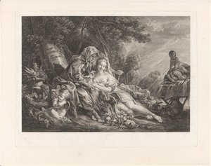 Vertumnus og Pomona i et parklandskap