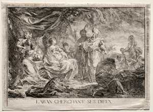 Laban leter etter sine husguder av Augustin de Saint Aubin