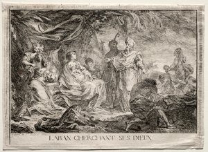 Laban søker sine guder. av Augustin de Saint Aubin