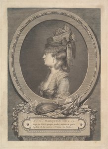 Portrett av Adrienne-Sophie Marquise de ***, 1779. av Augustin de Saint Aubin