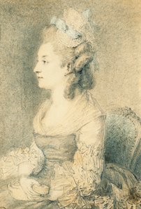Portrett av kunstnerens kone av Augustin de Saint Aubin