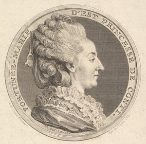 Trykk av en portrettmedalje av Fortunée-Marie dEst, prinsesse av Conti, 1781. av Augustin de Saint Aubin