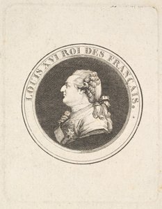 Trykk av en portrettmedalje av Louis XVI, muligens 1789-90. av Augustin de Saint Aubin