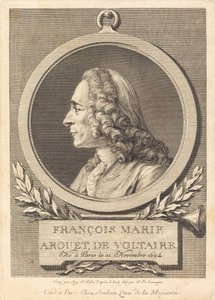 Francois Marie Arouet av Voltaire av Augustin de Saint Aubin after Jean Baptiste Lemoyne II