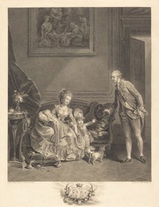 Hertugen av Chartres, hans kone og barn av Augustin de Saint Aubin and Isidore Stanislas Helman
