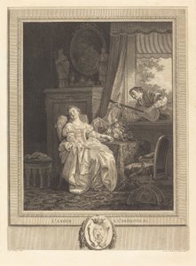 Spansk kjærlighet av Augustin de Saint Aubin and Noël Pruneau after Jean Baptiste Le Prince