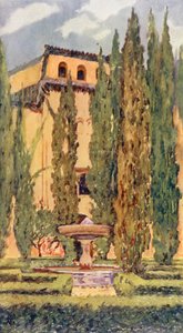 Court of Lindaraxa, Alhambra (farge litho)