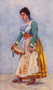 Danser av Tarantella i Sorrento (farge litho) av Augustine Fitzgerald