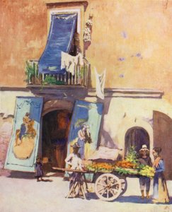 Gatescene, The Marina, Napoli (farge litho)