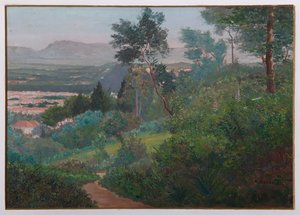Utsikt over Vignola (olje på kryssfiner)