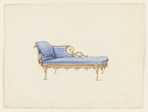 Design for en sofa i gotisk vekkelsesstil