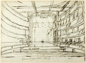 Studie for Covent Garden Theatre, fra Microcosm of London av Augustus Charles Pugin