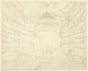 Studie for Opera House, fra Microcosm of London av Augustus Charles Pugin