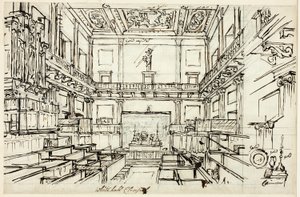 Studie for Whitehall Chapel, fra Microcosm of London av Augustus Charles Pugin