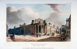 Bank of England, fra Cateaton Street, City of London, 1809 av Augustus Charles Pugin