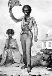 Bungaree, en innfødt sjef i New South Wales, gravert av Charles Joseph Hullmandel, 1830