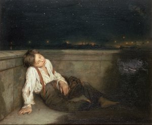 En fordypning på en London Bridge (olje på lerret)