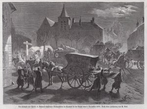 Ankomst av saksiske soldater såret i kampene utenfor Paris, fransk-prøyssisk krig, 2. desember 1870 (gravering) av Augustus J. Beck