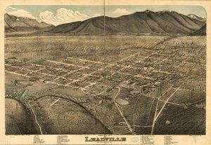 Fugleperspektiv av Leadville, Lake County, Colorado 1879. av Augustus Koch