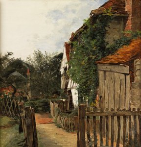 A Cottage Garden (olje på panel)